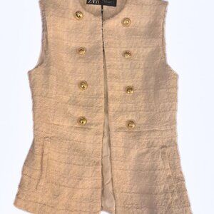 White Zara Vest with Gold Buttons. Size XS